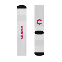 Load image into Gallery viewer, Crew Socks — White Branded "Cleanster" Logo