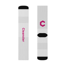Load image into Gallery viewer, Crew Socks — White Branded "Cleanster" Logo