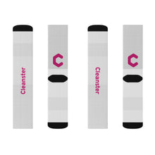 Load image into Gallery viewer, Crew Socks — White Branded "Cleanster" Logo
