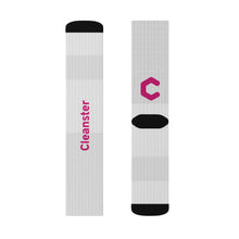 Load image into Gallery viewer, Crew Socks — White Branded "Cleanster" Logo
