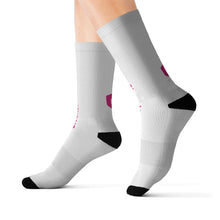 Load image into Gallery viewer, Crew Socks — White Branded "Cleanster" Logo
