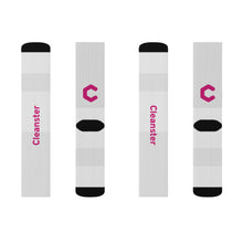 Load image into Gallery viewer, Crew Socks — White Branded "Cleanster" Logo
