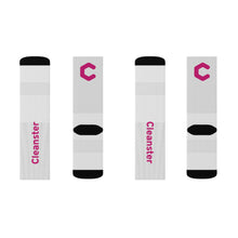 Load image into Gallery viewer, Crew Socks — White Branded "Cleanster" Logo
